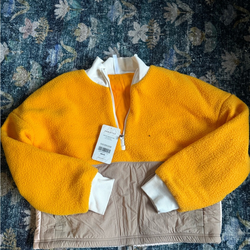 Fabletics Yellow and Beige Fleece Pullover